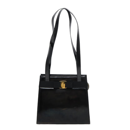 Salvatore Ferragamo Vala Shoulder Bag Patent Leather, BLACK, PATENT_LEATHER, Shoulder bag
