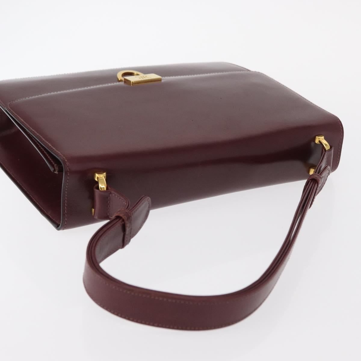 Celine Vintage Flap Shoulder Bag Leather, BURGUNDY, LEATHER, Shoulder bag