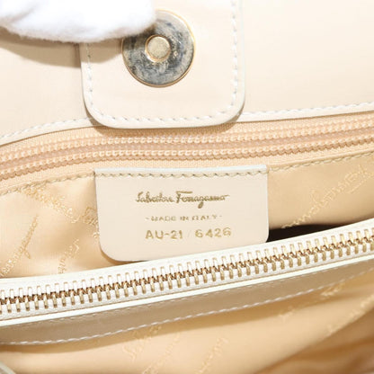 Salvatore Ferragamo Gancini Shoulder Bag Leather, WHITE, LEATHER, Handbag