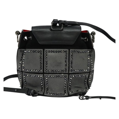 Christian Louboutin Lucky L Convertible Backpack Spiked Leather and Suede, BLACK, LEATHER, Backpack