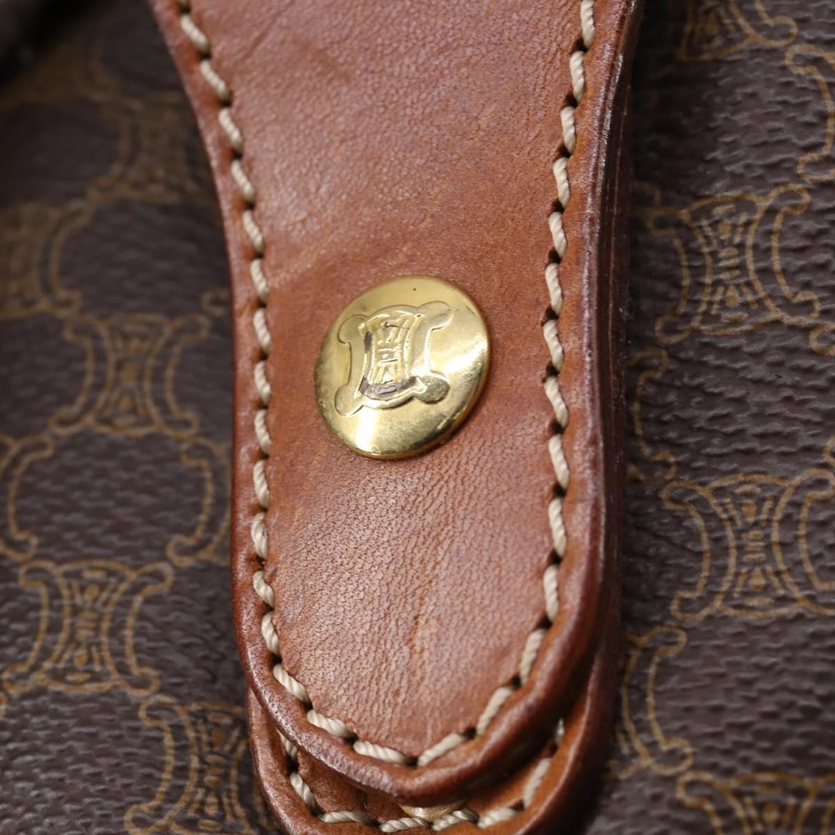 Celine Vintage Macadam Tote bag Canvas, BROWN, PVC, Tote bag