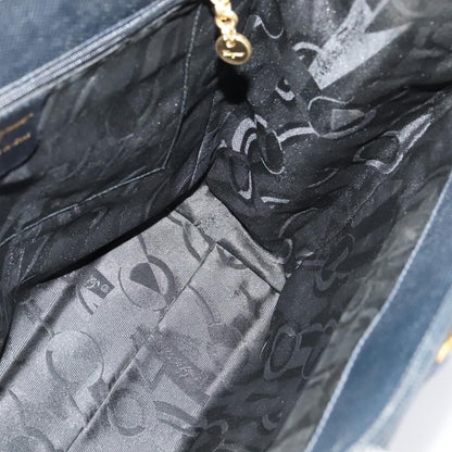 Salvatore Ferragamo Vintage Vara Bow Tote Lizard Embossed Leather, NAVY, LEATHER, Tote bag