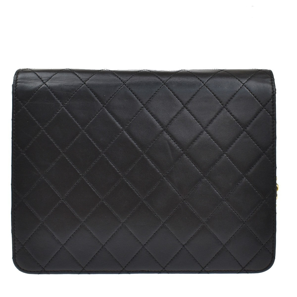 Chanel Vintage Square Classic Flap Bag Quilted Lambskin, BLACK, LEATHER, Shoulder bag