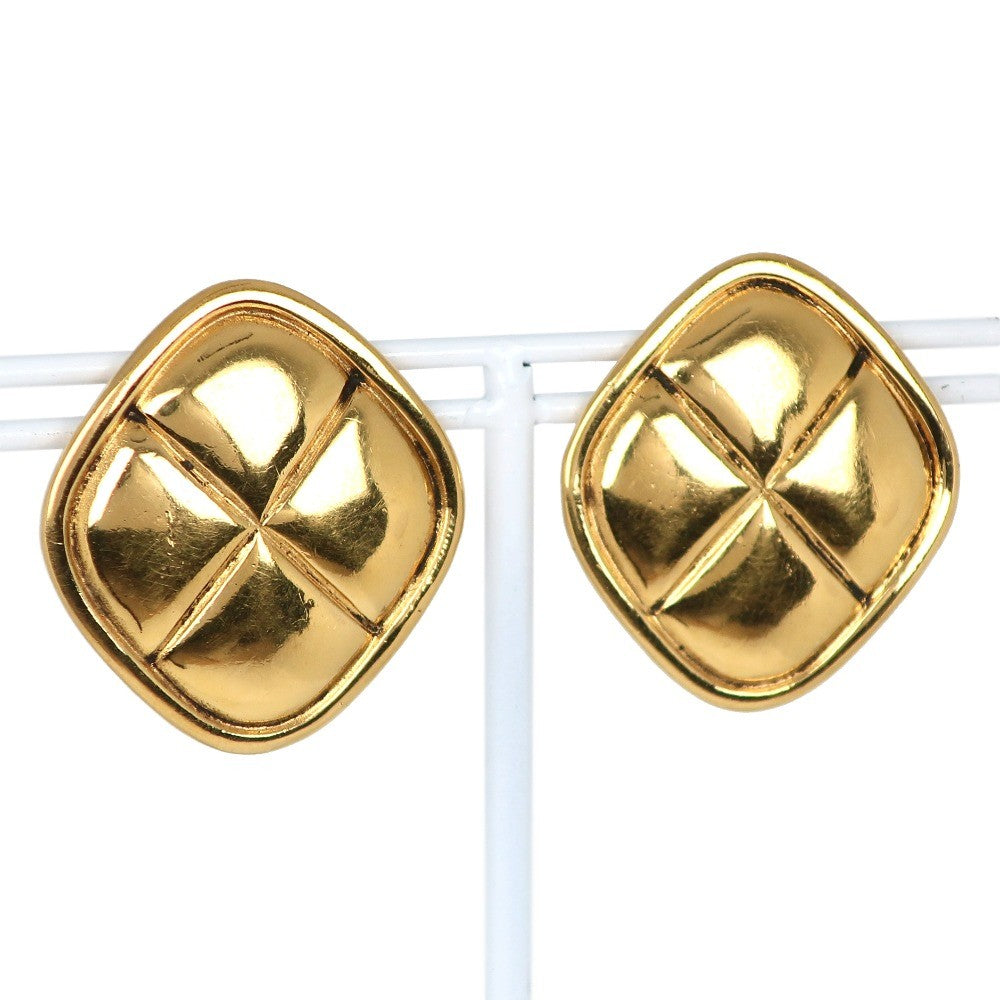 Chanel CC Rhombus Clip-On Earrings Metal, GOLD, GOLD_PLATED, Earrings