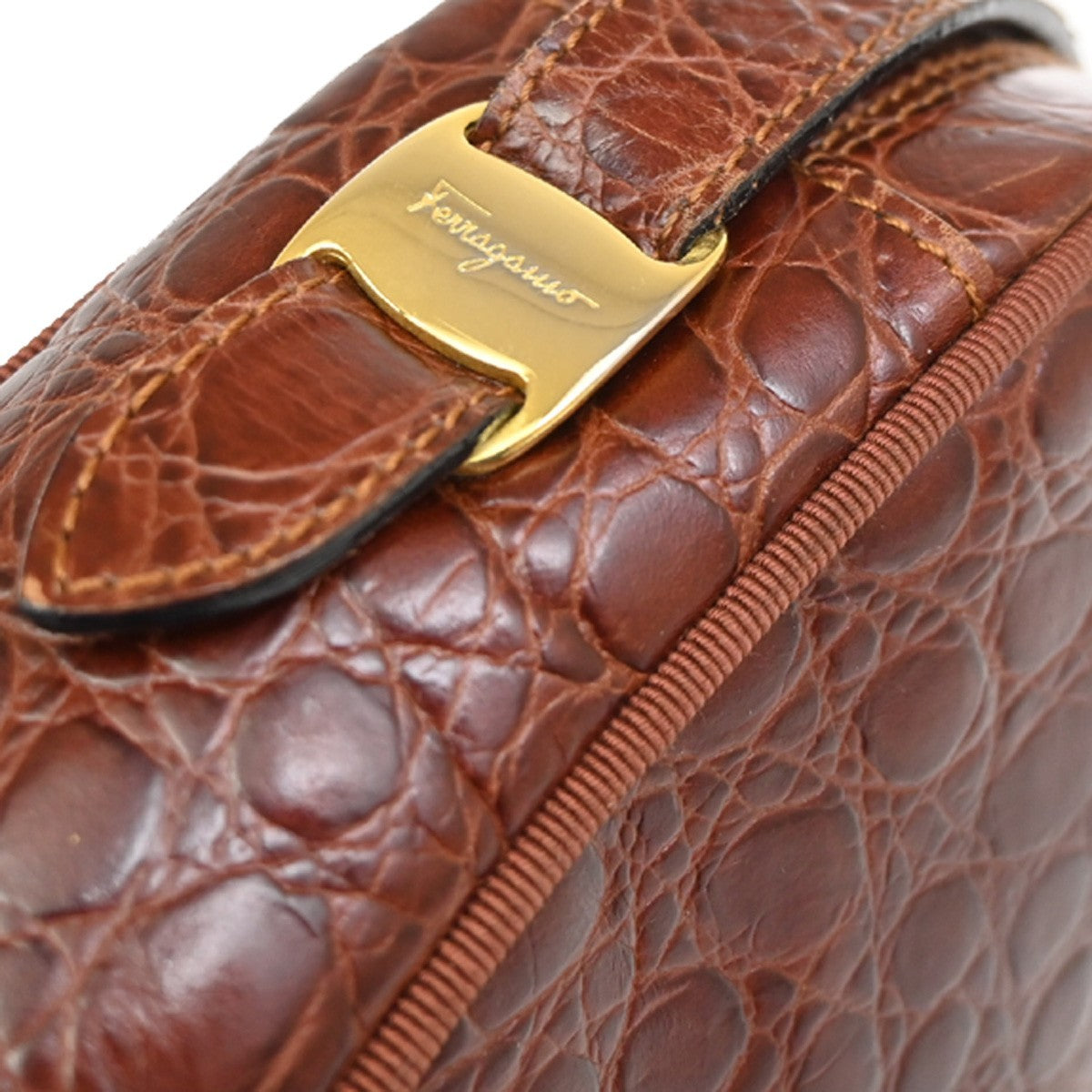 Salvatore Ferragamo Vala Shoulder Bag Leather, Brown, Leather, Shoulder Bag