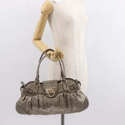 Salvatore Ferragamo Gancini Tote Leather, GOLD, LEATHER, Tote bag