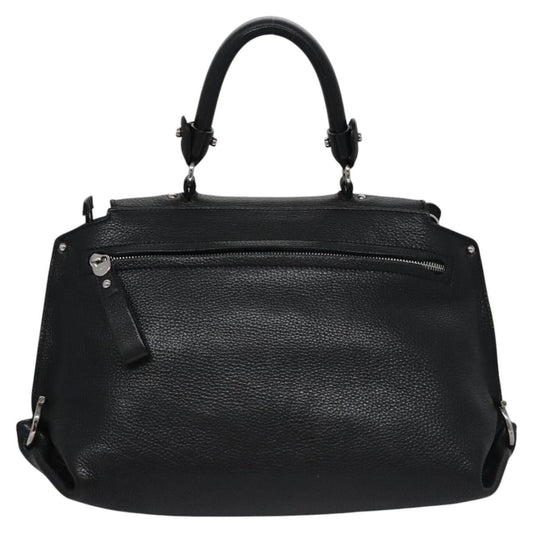 Salvatore Ferragamo Sofia Satchel Leather, BLACK, LEATHER, Handbag