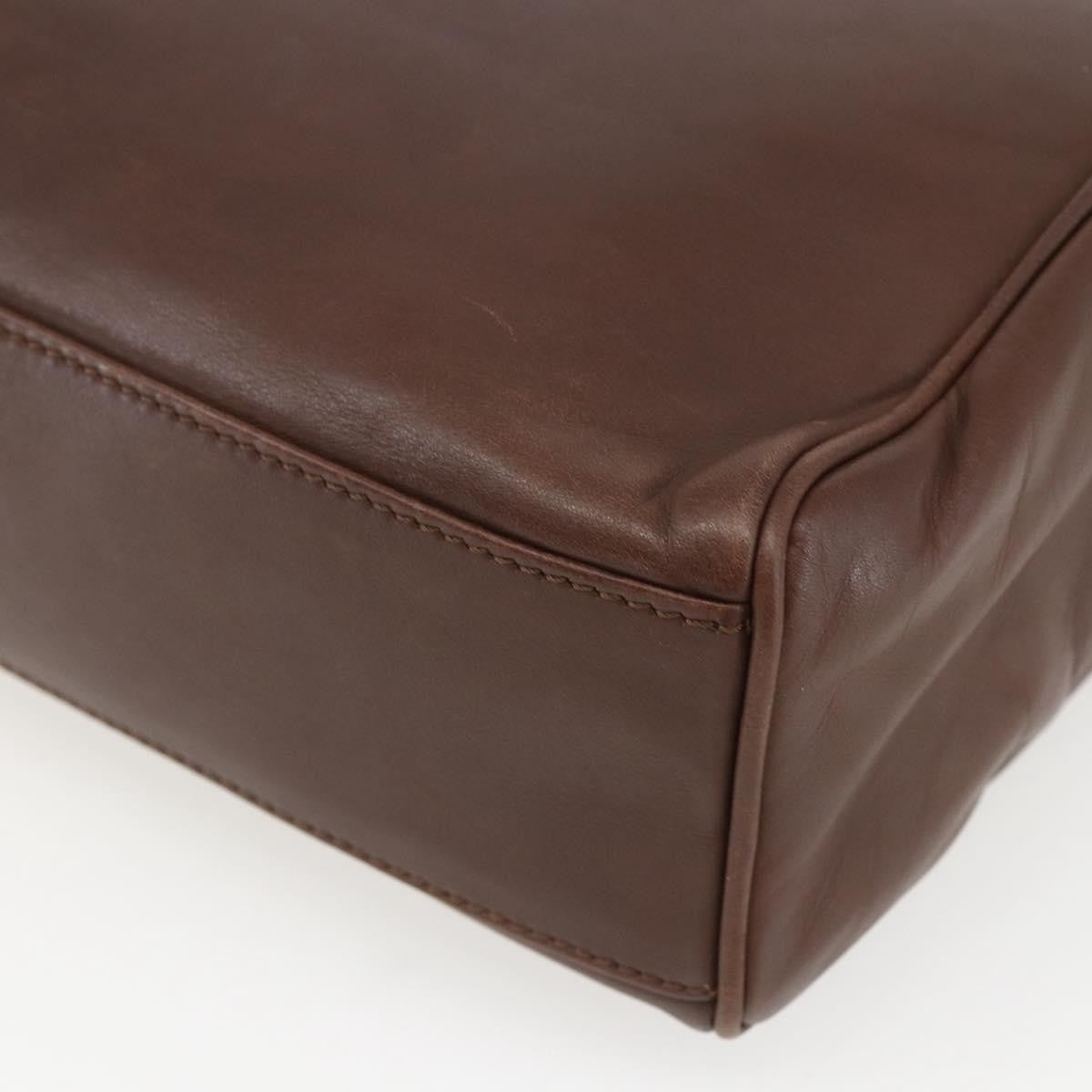 Celine Circle Logo Handbag Leather, BROWN, LEATHER, Handbag