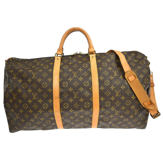 Louis Vuitton Keepall Bandouliere Bag Monogram Canvas, BROWN, CANVAS, Travel bag