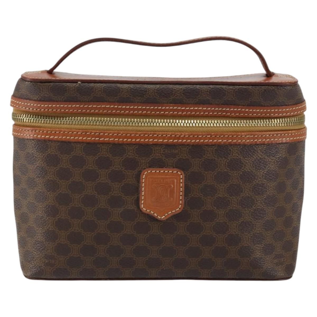 Celine Macadam Vanity Bag Canvas, BROWN, CANVAS, Handbag