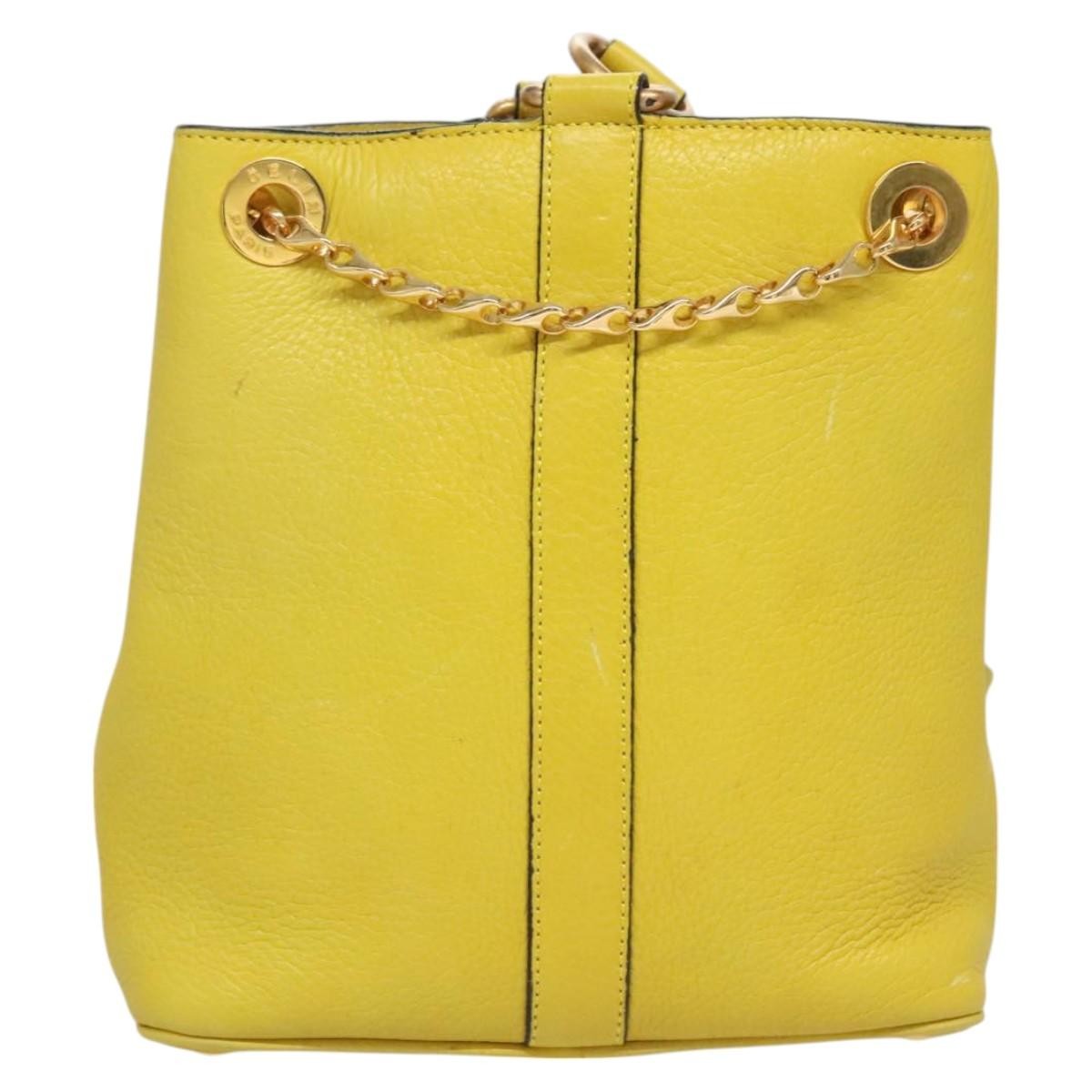Celine Shoulder Bag Leather, YELLOW, LEATHER, Shoulder bag