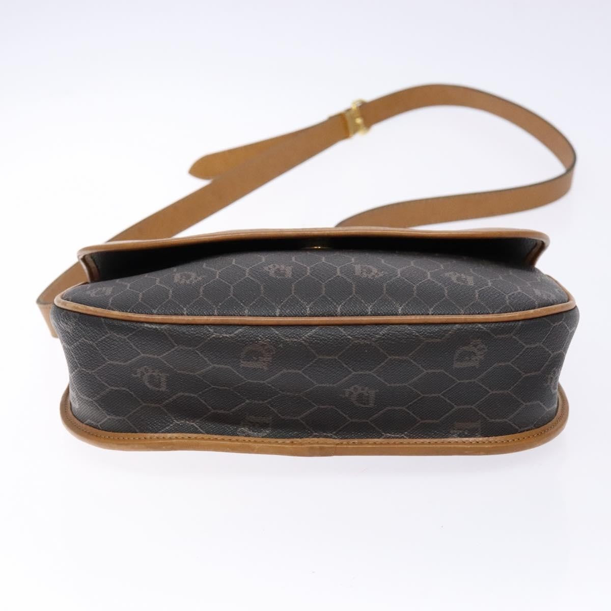 Christian Dior Vintage Honeycomb Flap Crossbody Bag Canvas and Leather, BLACK, CANVAS, Crossbody bag