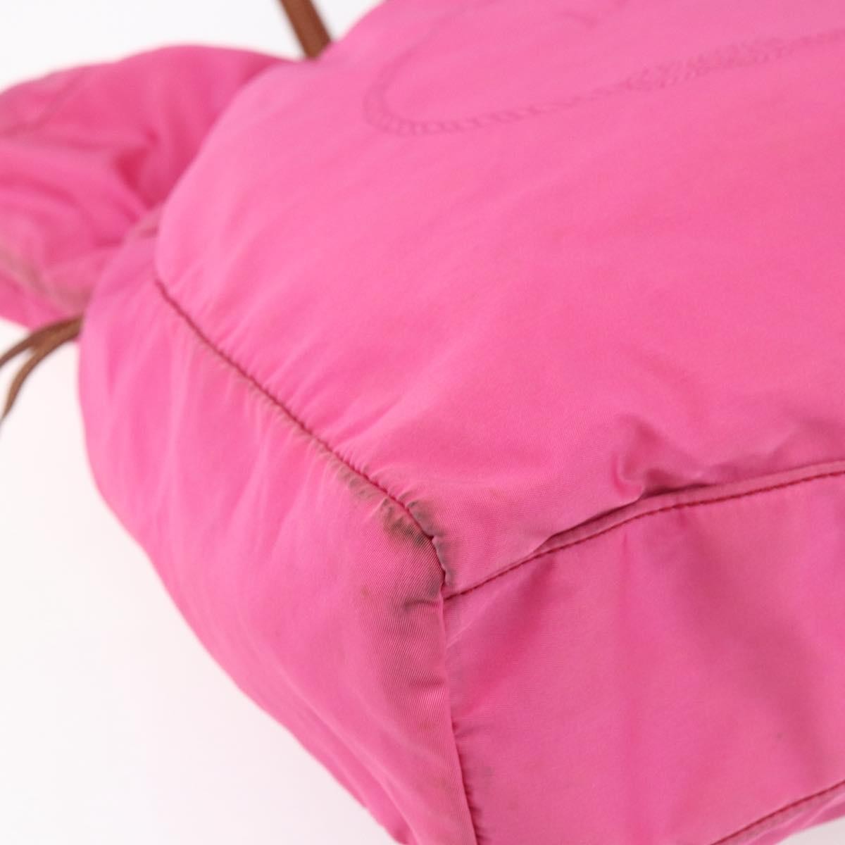 Prada Logo Drawstring Tote Tessuto, PINK, NYLON, Tote bag