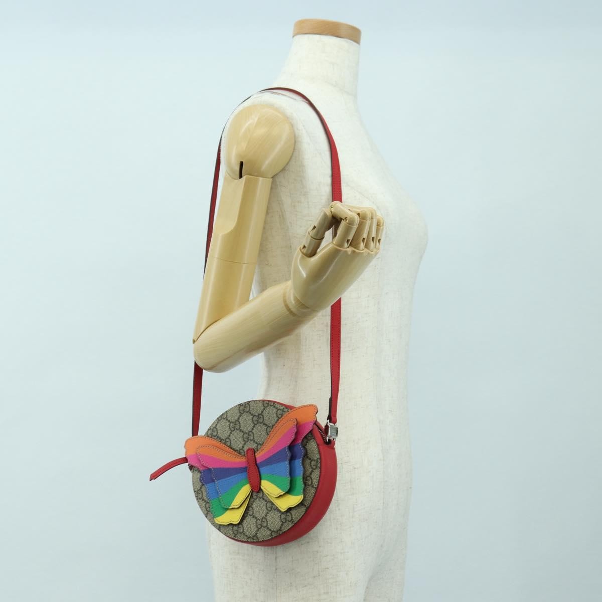 Gucci Kids GG Supreme Rainbow Butterfly shoulder bag GG canvas, Beige, PVC, Shoulder Bag