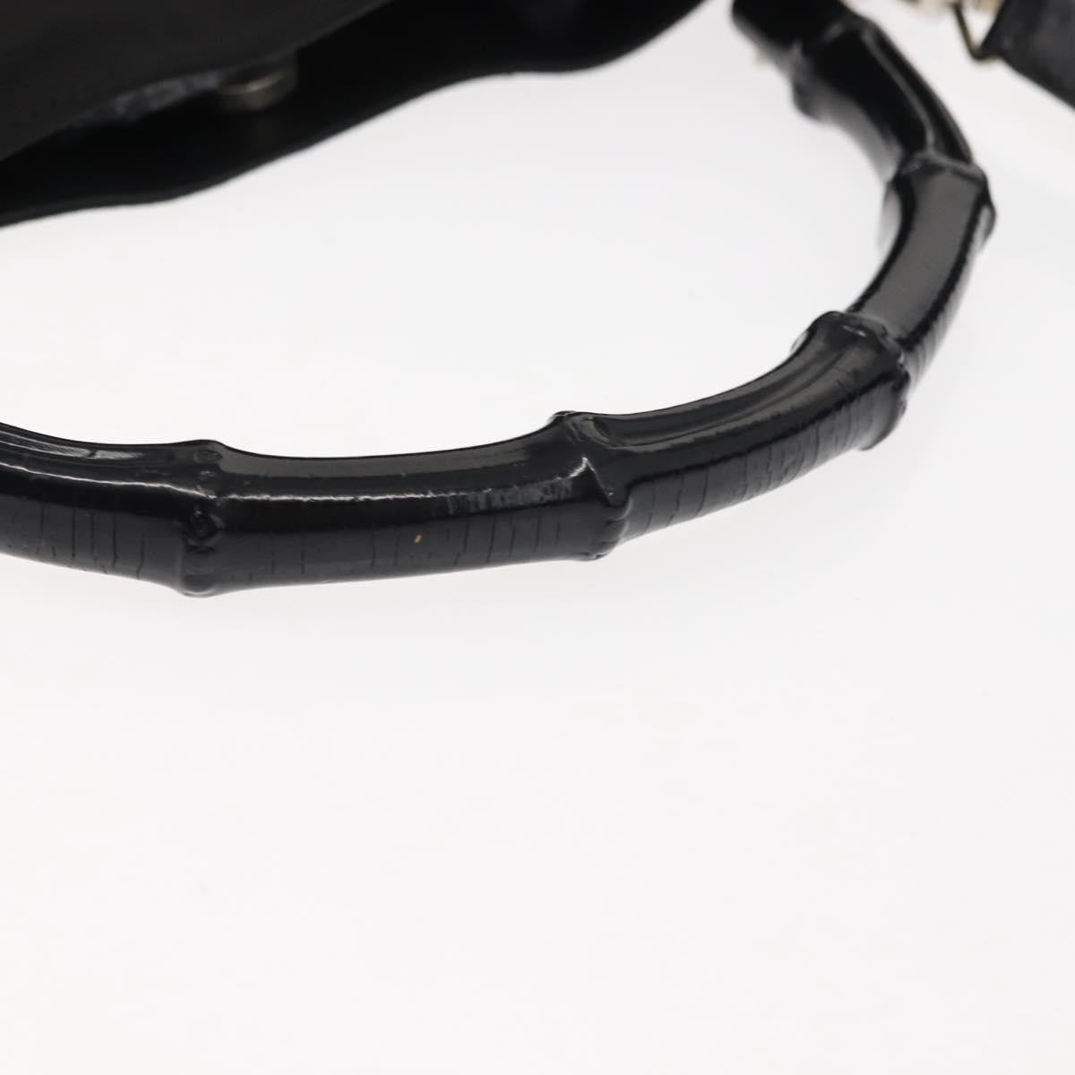 Gucci Vintage Bamboo Handle Bag Nylon, Black, Nylon, Handbag