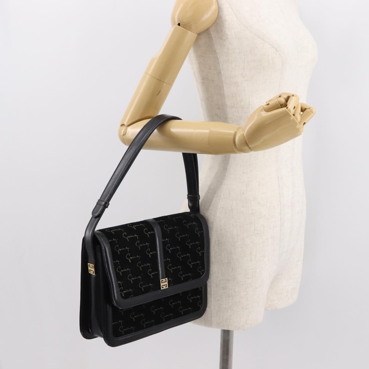 Givenchy Vintage 4G shoulder bag Suede, BLACK, SUEDE, Shoulder bag