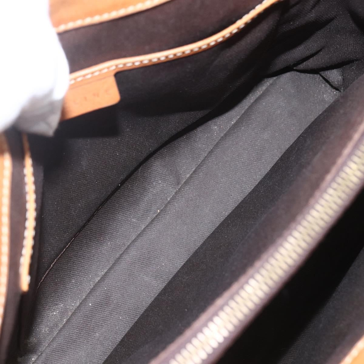 Celine Vintage Macadam Handbag Canvas and Leather, BROWN, CANVAS, Handbag