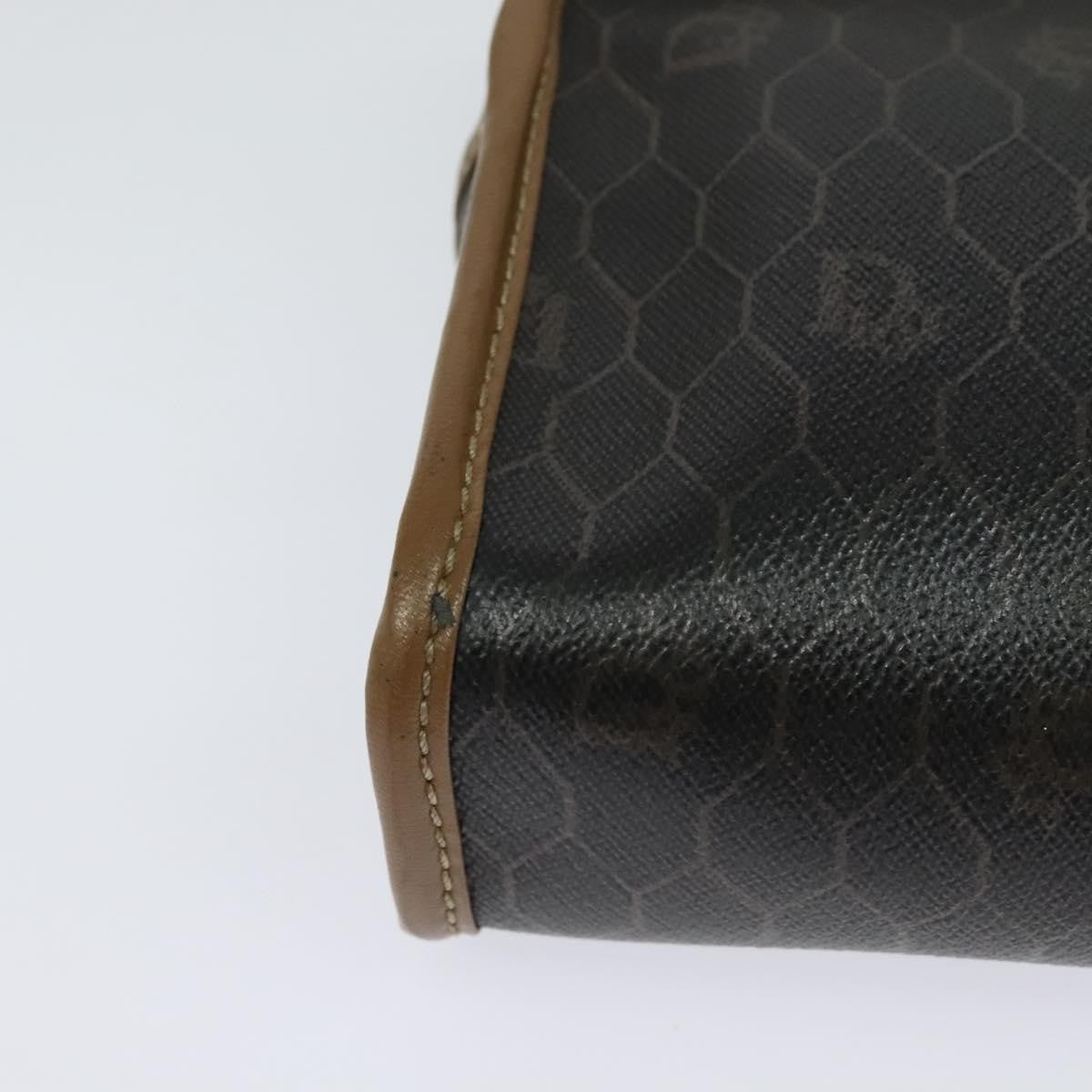 Christian Dior Vintage Honeycomb Zip Pouch Canvas and Leather, BROWN, CANVAS, Clutche & pouche