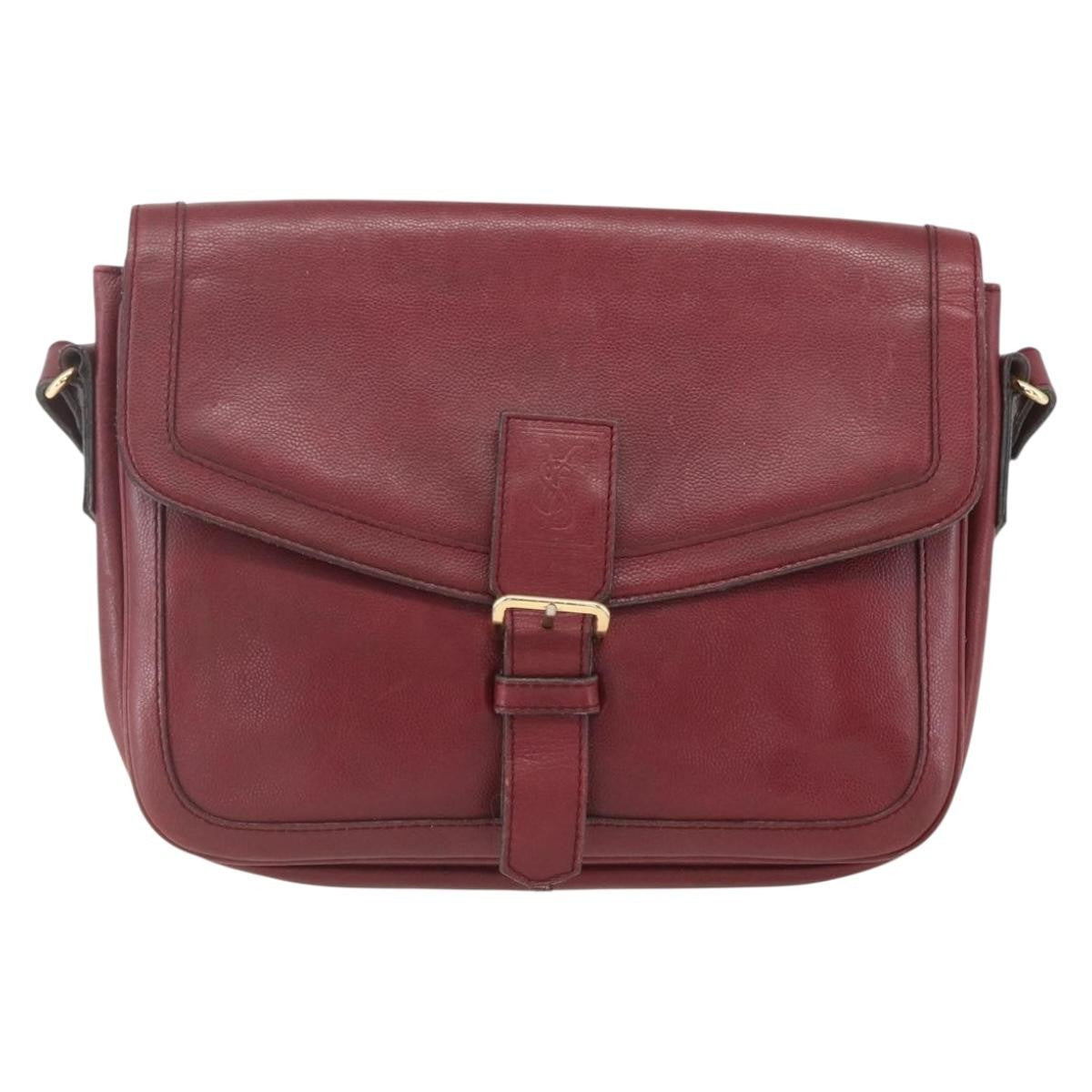 Saint Laurent Vintage Shoulder Bag Leather, RED, LEATHER, Shoulder bag