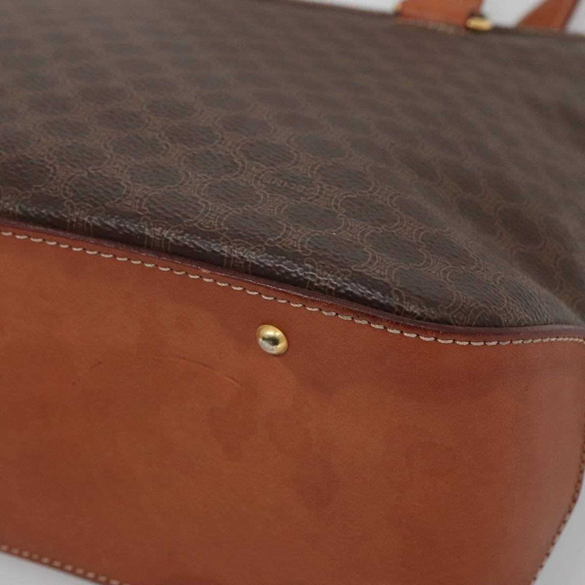 Celine Vintage Macadam Handbag Canvas and Leather, BROWN, CANVAS, Handbag