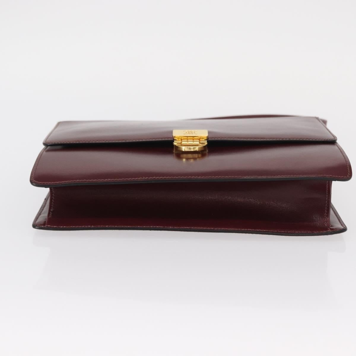 Celine Vintage Flap Shoulder Bag Leather, BURGUNDY, LEATHER, Shoulder bag