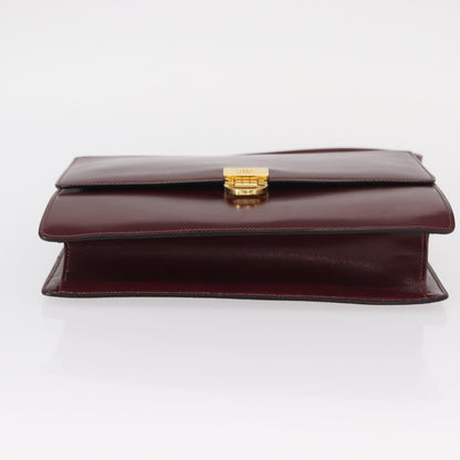 Celine Vintage Flap Shoulder Bag Leather, BURGUNDY, LEATHER, Shoulder bag
