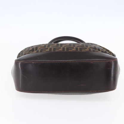 Fendi Vintage Open Tote Zucca Canvas with Leather, BLACK, CANVAS, Tote bag