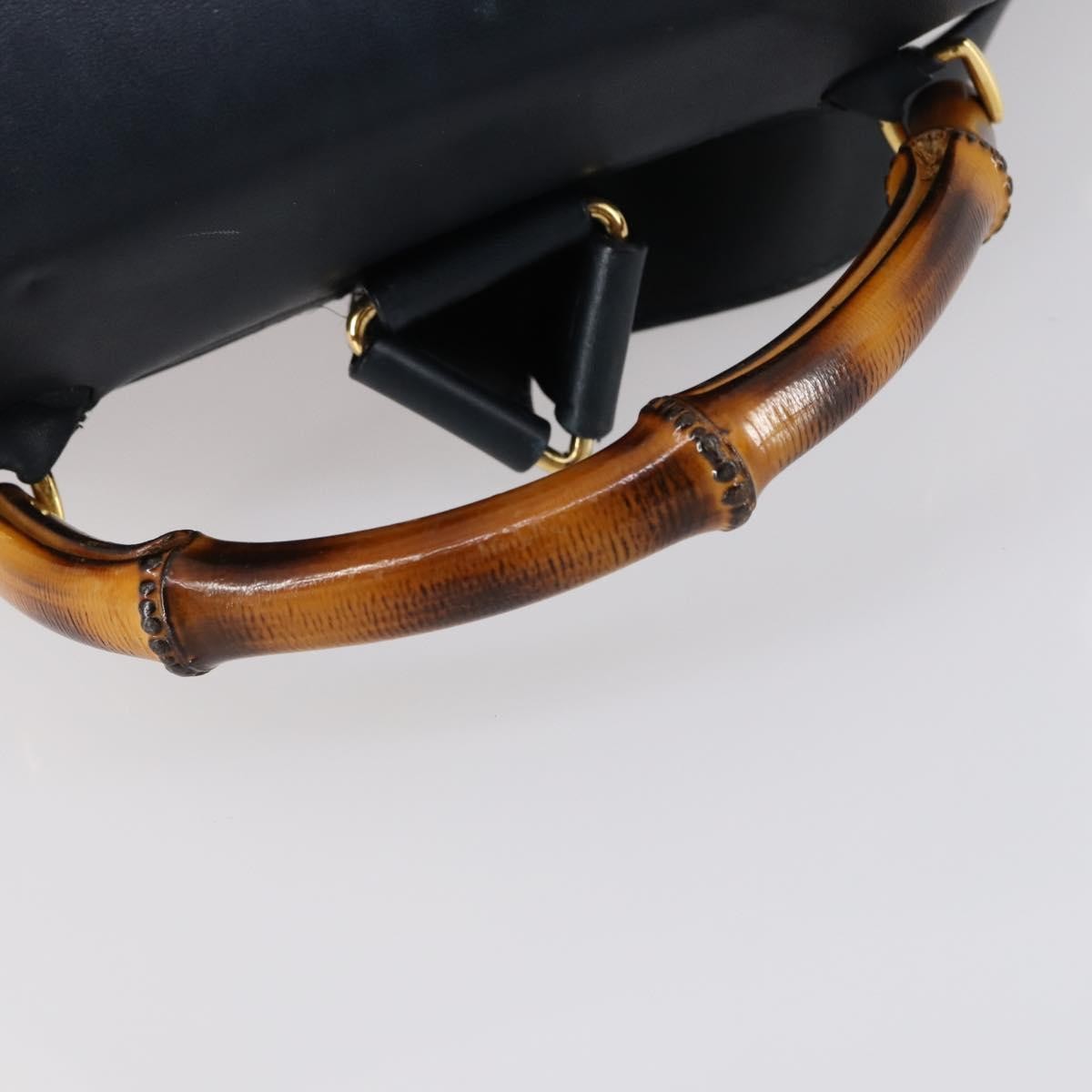 Gucci Vintage Bamboo Backpack Leather, Navy, Leather, Backpack