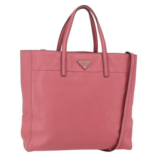 Prada Convertible Soft Shopping Tote Saffiano Leather, PINK, LEATHER, Tote bag