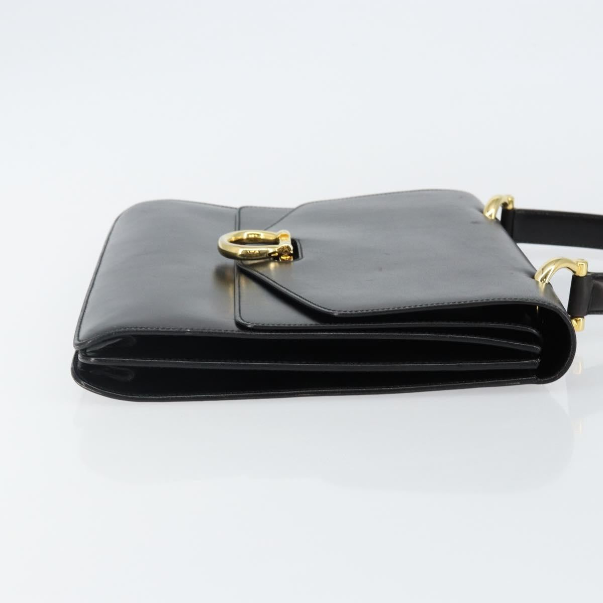 Celine Vintage Top Handle Bag Glazed Leather, BLACK, LEATHER, Handbag