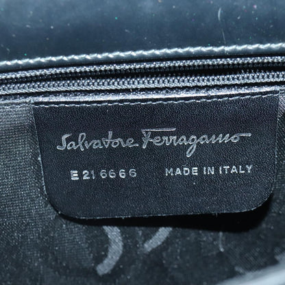 Salvatore Ferragamo Gancini handbag Leather, BLACK, LEATHER, Handbag