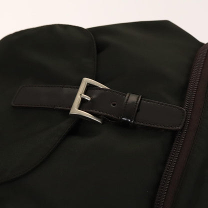 Prada Front Pocket Buckle Backpack Nylon, Khaki, Nylon, Backpack