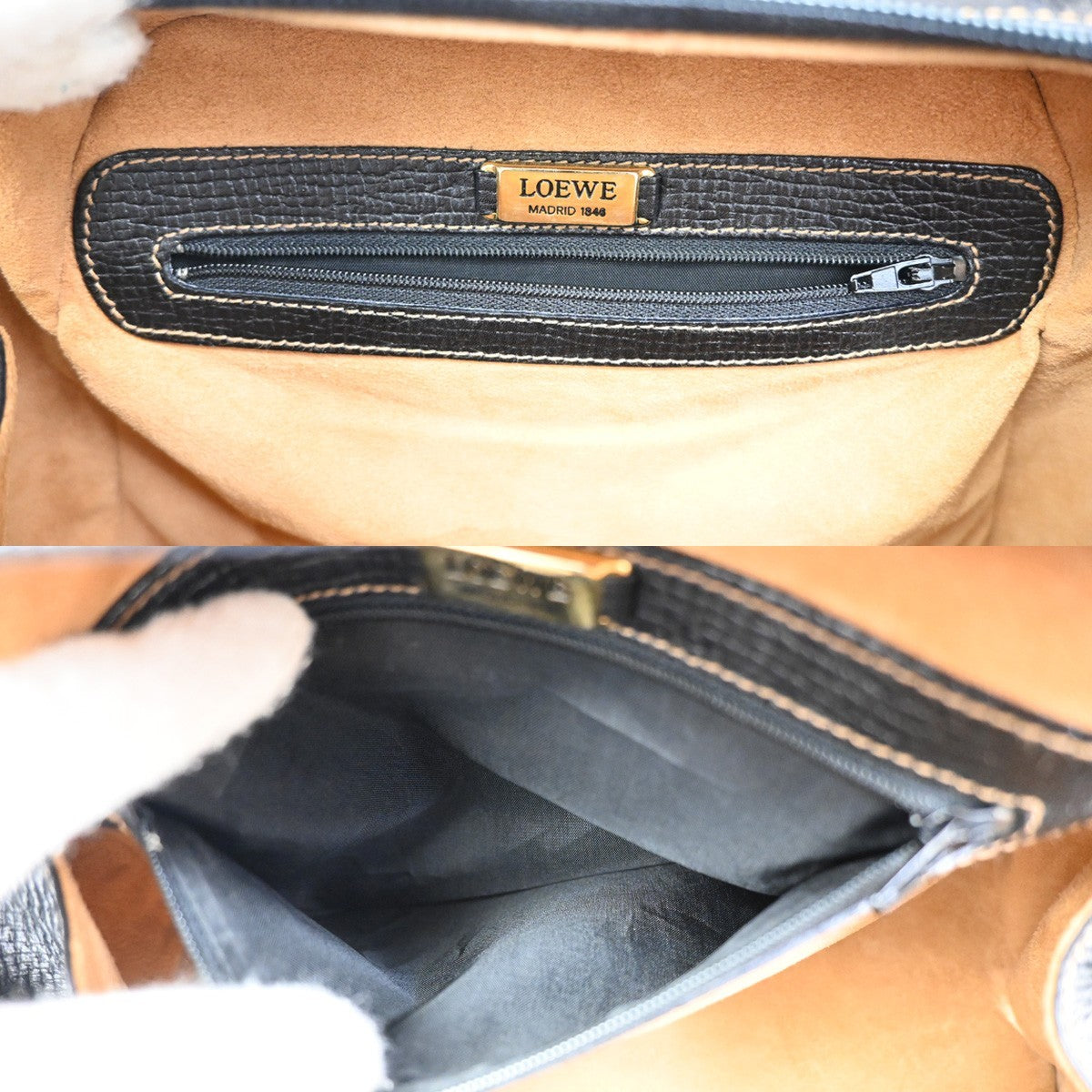 Loewe Turn Lock Leather, BLACK, LEATHER, Handbag