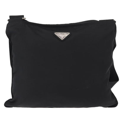 Prada Zip Messenger Bag Tessuto, BLACK, NYLON, Shoulder bag