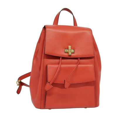 Celine Backpack Leather, ORANGE, LEATHER, Backpack