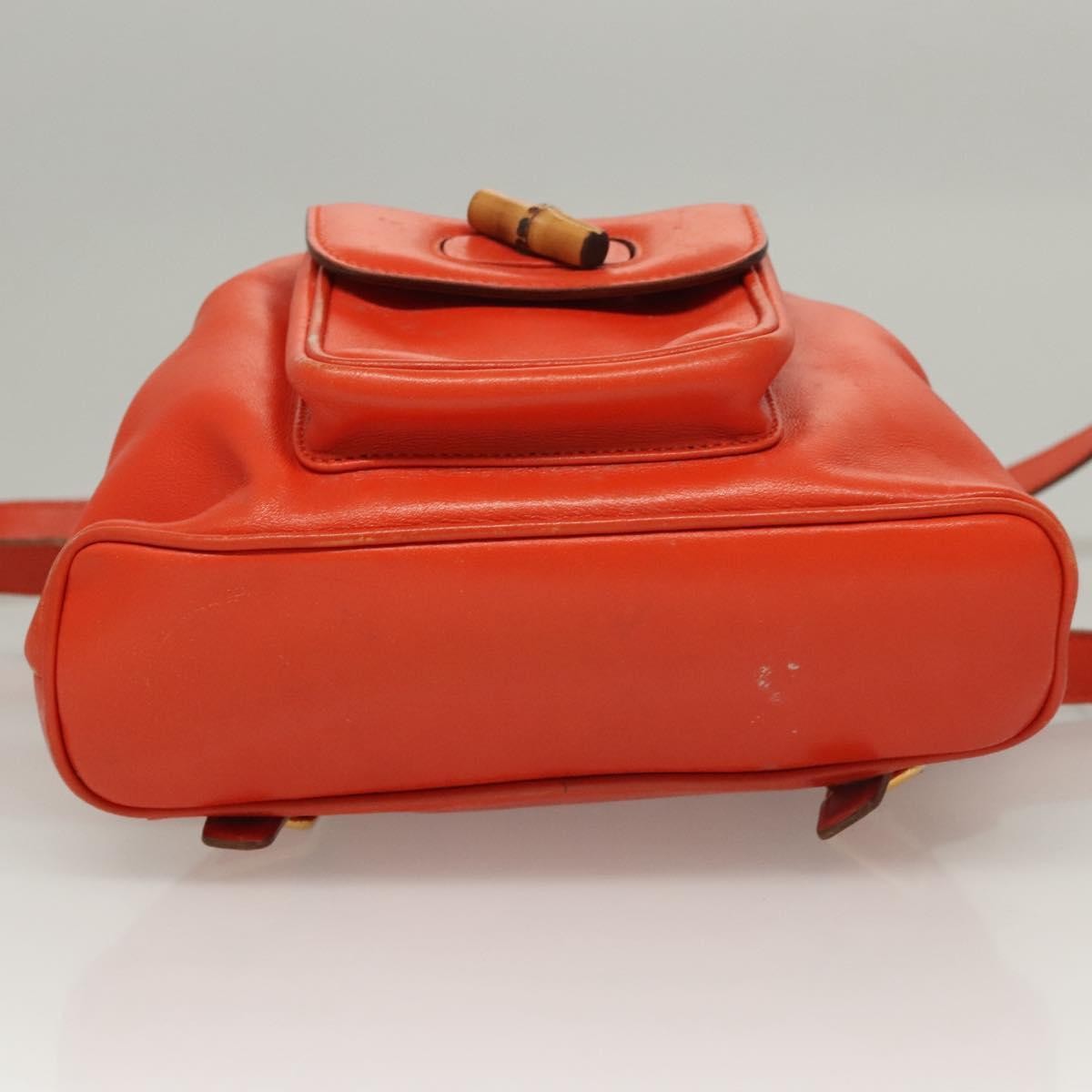 Gucci Vintage Bamboo Backpack Leather, ORANGE, LEATHER, Backpack