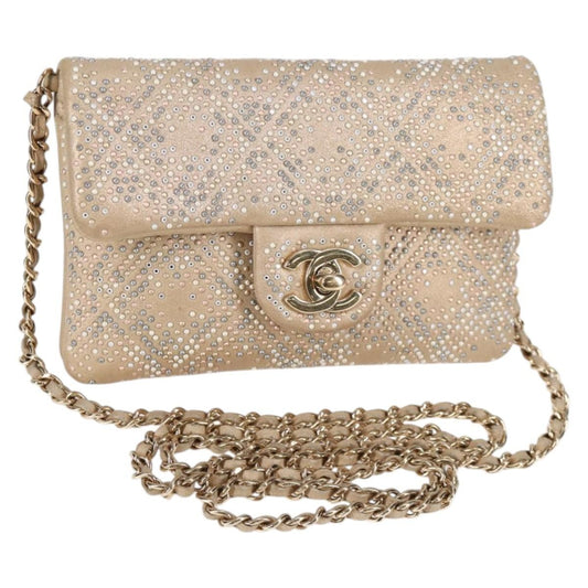 Chanel Mineral Nights Shoulder Bag Strass Embellished Leather, GOLD, LEATHER, Shoulder bag