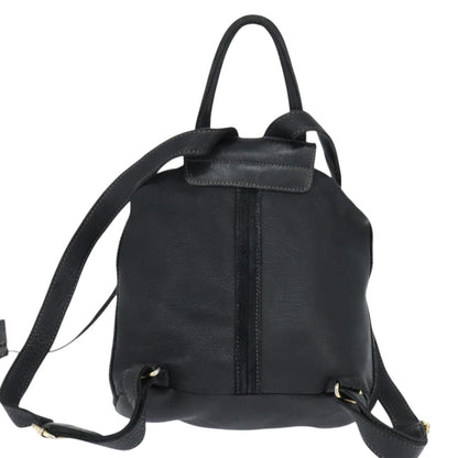 Fendi Logo Flap Drawstring Backpack Leather, BLACK, LEATHER, Backpack