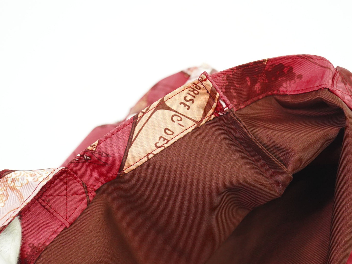 Hermes Silky Pop Tote Printed Silk, BURGUNDY, SILK, Tote bag