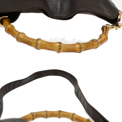 Gucci Vintage Bamboo Shoulder Bag Leather, BROWN, LEATHER, Shoulder bag