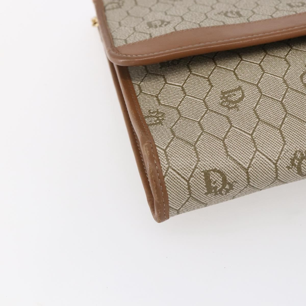 Christian Dior Vintage Honeycomb chain Canvas, BEIGE, CANVAS, Shoulder bag