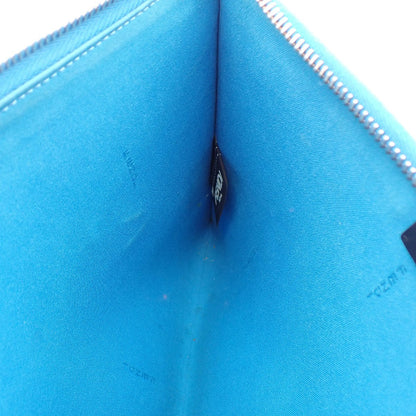 Fendi Monster Clutch Leather, BLUE, LEATHER, Clutche & pouche