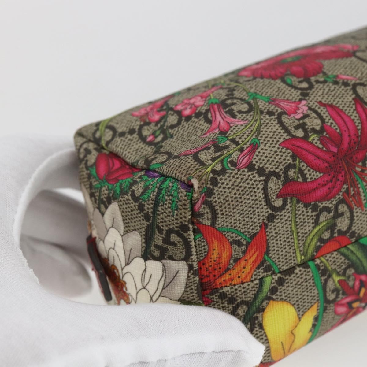Gucci Ophidia Cosmetic Pouch Flora GG Coated Canvas, BEIGE, PVC, Clutche & pouche