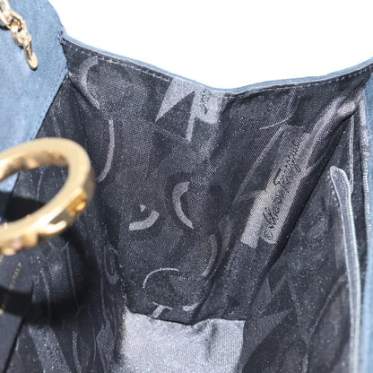 Salvatore Ferragamo Gancini Chain Shoulder bag Suede, NAVY, SUEDE, Shoulder bag