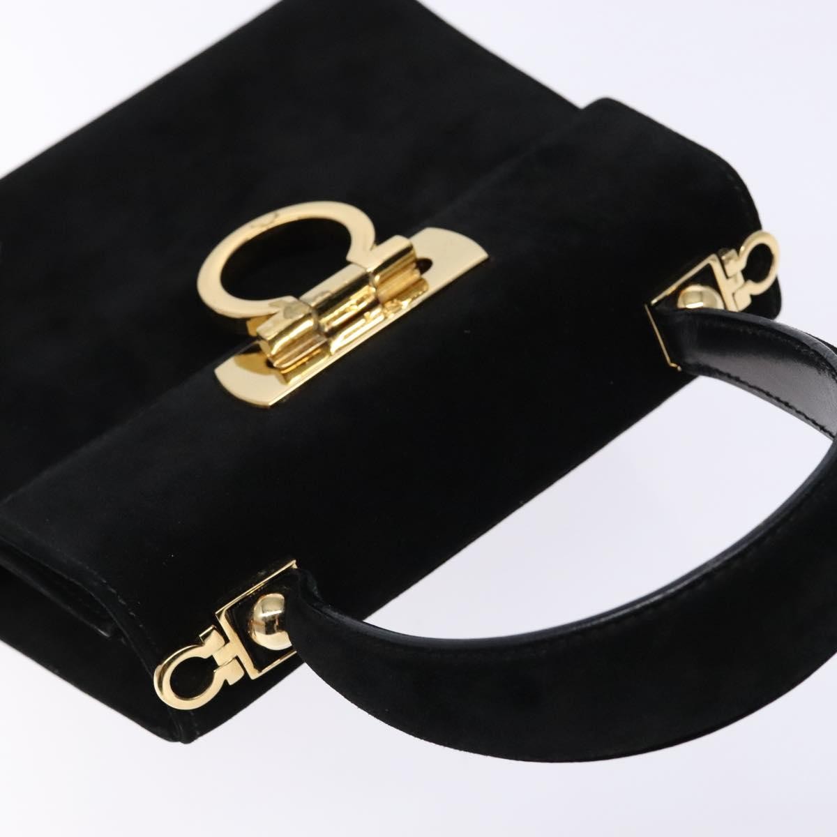 Salvatore Ferragamo Convertible Top Handle Bag Leather, BLACK, SUEDE, Handbag