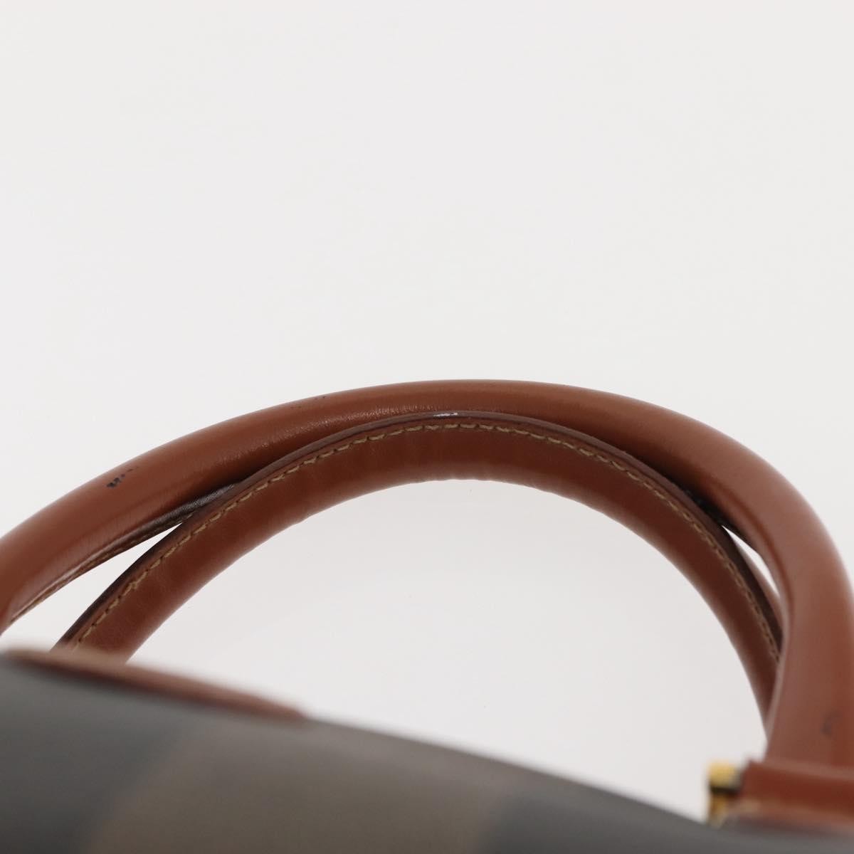 Fendi Vintage Pequin Convertible Boston Bag Coated Canvas, BROWN, CANVAS, Handbag