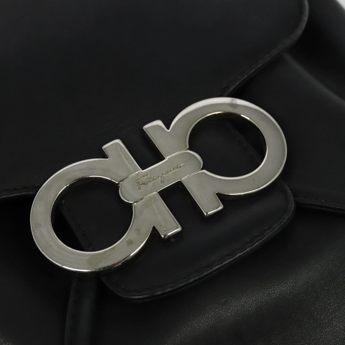 Salvatore Ferragamo Gancini Flap Drawstring Backpack Leather, BLACK, LEATHER, Backpack