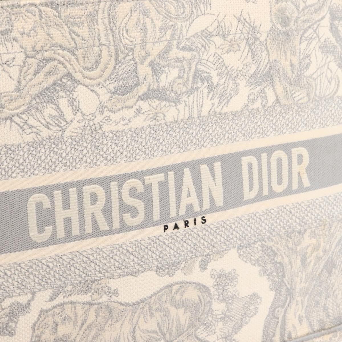 Christian Dior Book Tote Embroidered Canvas, GRAY, CANVAS, Tote bag