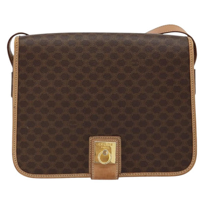 Celine Vintage Macadam Shoulder Bag Canvas and Leather, BROWN, CANVAS, Shoulder bag