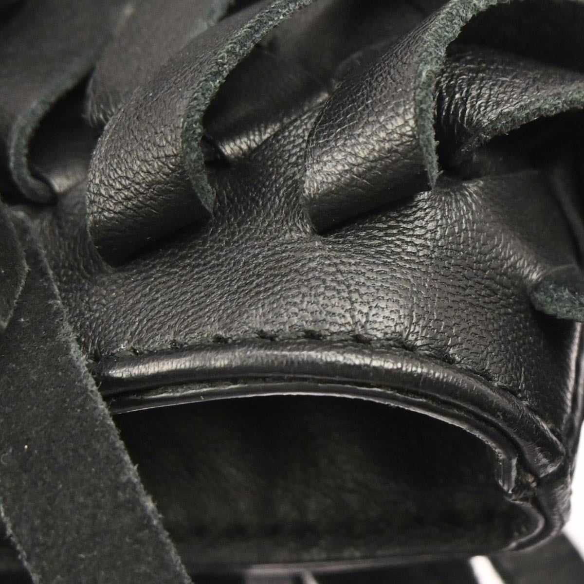 Bottega Veneta Fringe Belt Tote Intrecciato Nappa, BLACK, LEATHER, Tote bag